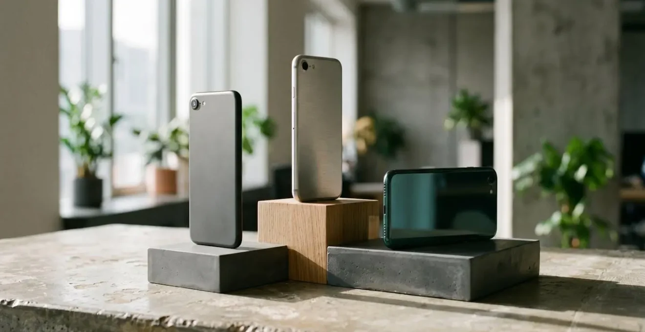 Comparaison visuelle des engagements éthiques entre Apple, Samsung et Fairphone dans l'industrie des smartphones