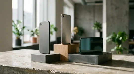 Comparaison visuelle des engagements éthiques entre Apple, Samsung et Fairphone dans l'industrie des smartphones