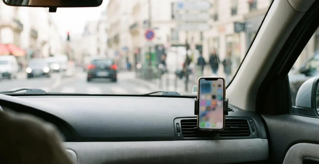 Mise en scène symbolique sur la sécurité routière et l'usage du téléphone au volant en France