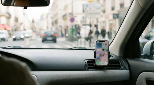 Mise en scène symbolique sur la sécurité routière et l'usage du téléphone au volant en France