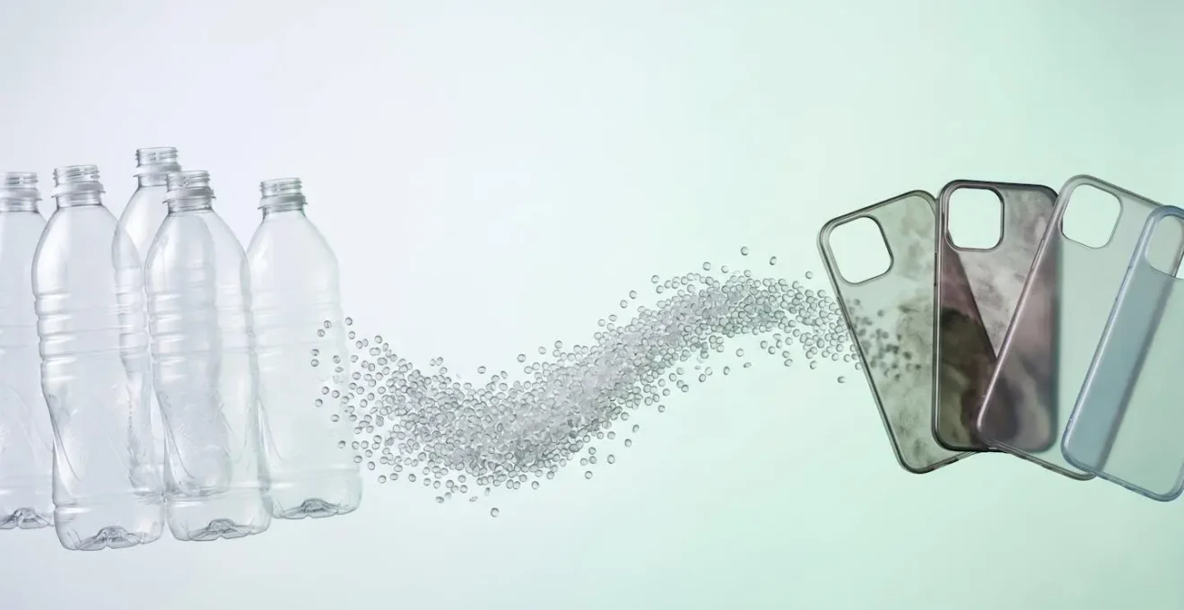 Transformation de bouteilles plastiques en coque de smartphone écologique et durable