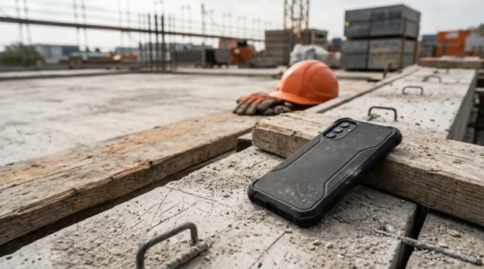 Protection robuste d'un smartphone professionnel sur un environnement de chantier BTP