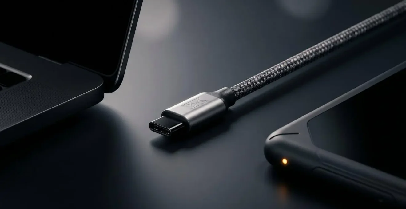 Transfert de données haute vitesse entre smartphone et ordinateur via câble USB-C