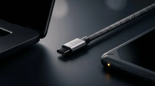 Transfert de données haute vitesse entre smartphone et ordinateur via câble USB-C