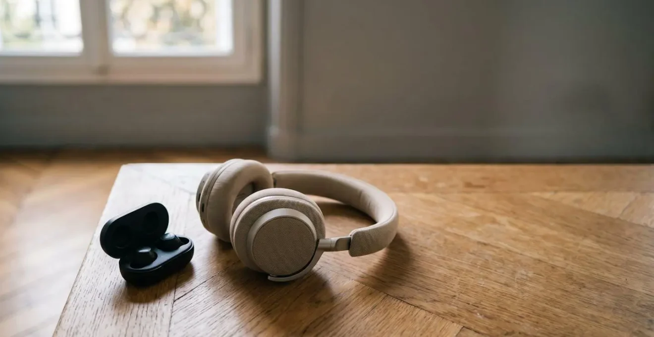 Kit audio quotidien organisé pour passer du sport au bureau, avec écouteurs et casque sans fil
