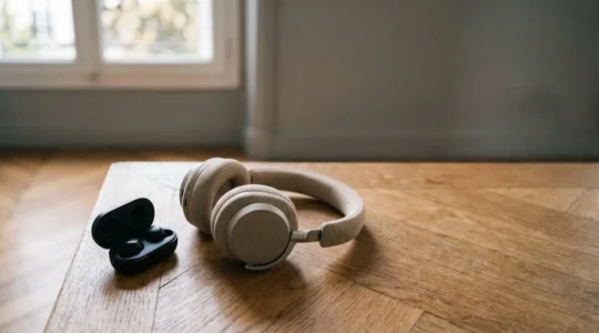 Kit audio quotidien organisé pour passer du sport au bureau, avec écouteurs et casque sans fil